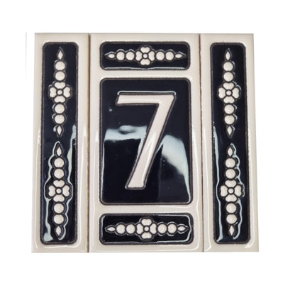 Spanish Hand-painted Atalaya M-6 Ceramic House Number Tiles 11 x 5.5 cm