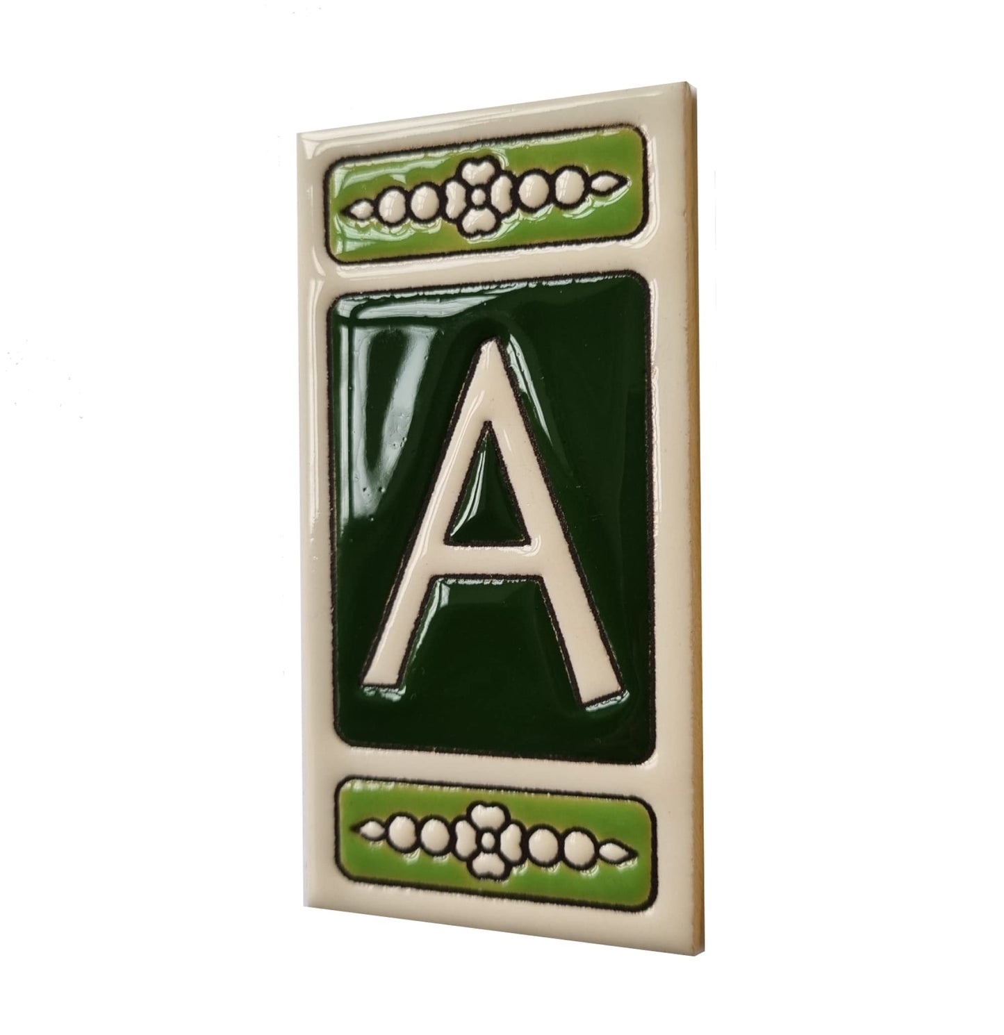 Atalaya Green Hand-Painted Ceramic House Number Tiles 11 x 5.5cm