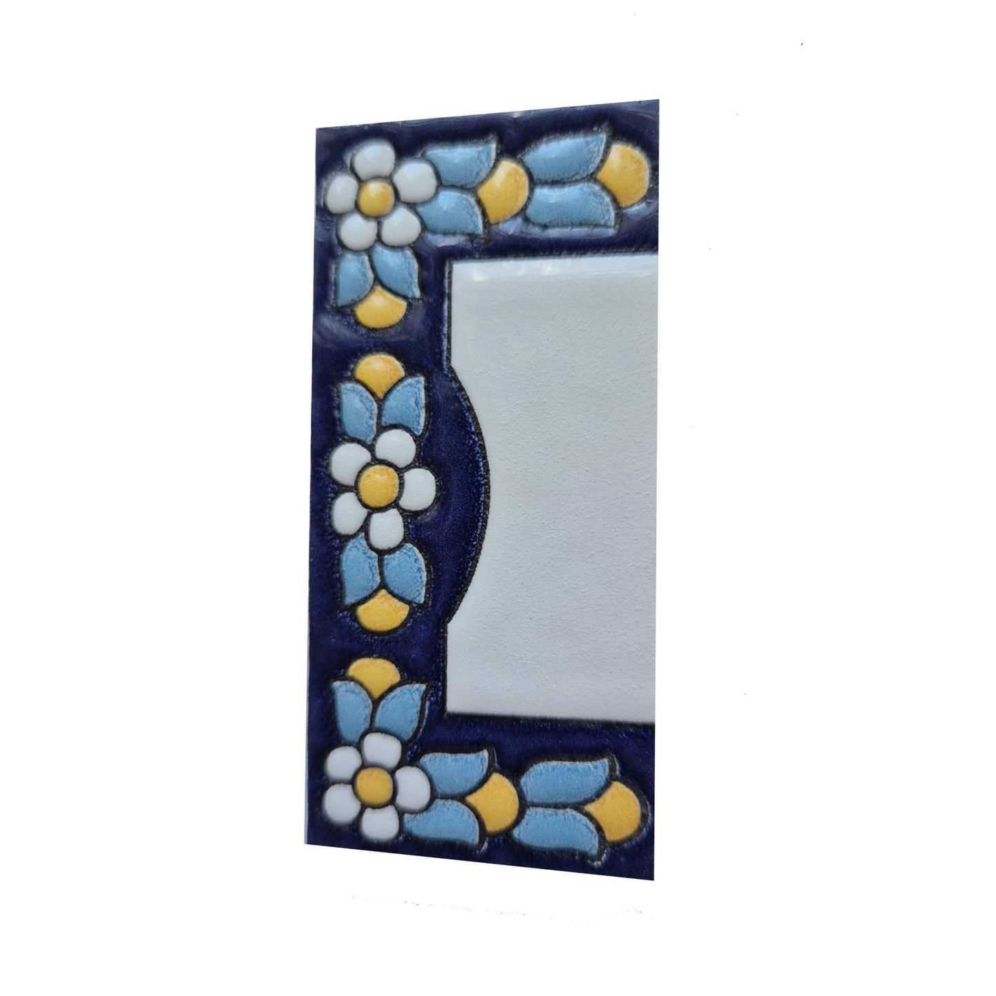 Ceramic House Tile Numbers & Letters, Blue Floral Design, 7.5cm x 3.5cm, 2 to 10 Frames