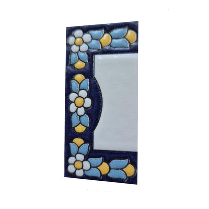 Ceramic House Tile Numbers & Letters, Blue Floral Design, 7.5cm x 3.5cm, 2 to 10 Frames
