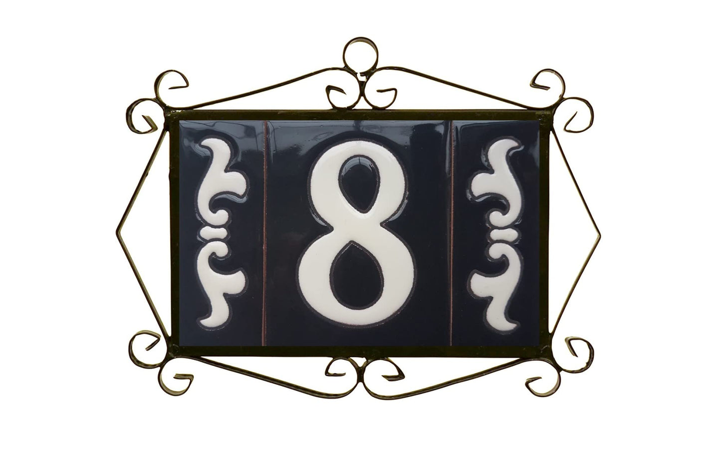Hand-painted Costa Black Ceramic House Number Tiles 10 x 7.5cm