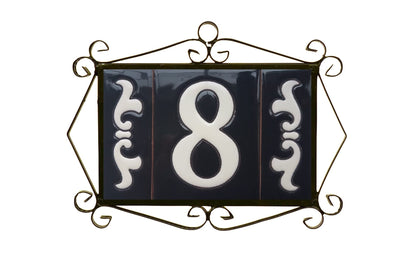Hand-painted Costa Black Ceramic House Number Tiles 10 x 7.5cm