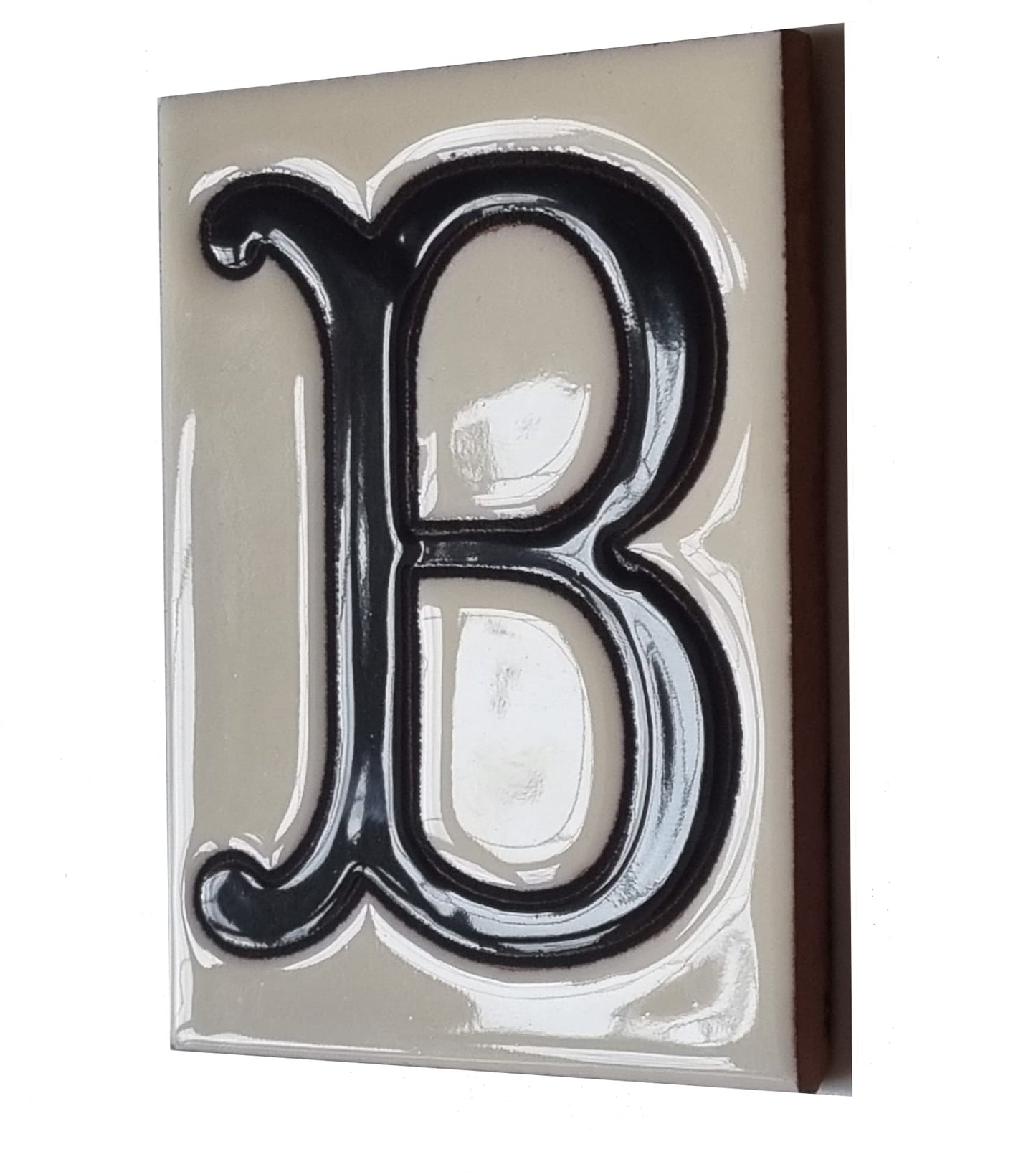 Hand-painted Costa Black & White Ceramic House Number Tiles 10 x 7.5cm