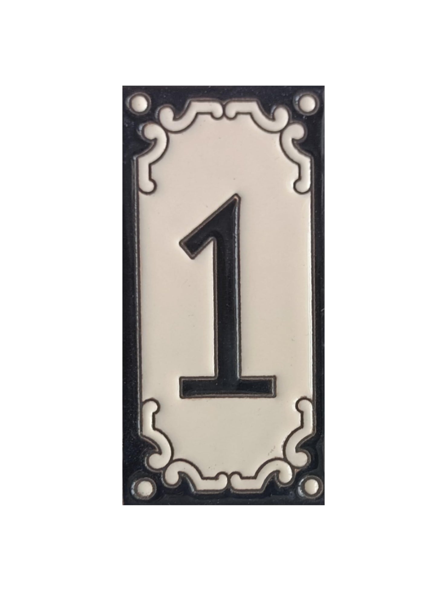 Jacho Black Hand-Painted Ceramic Number Tiles 11 x 5.5 cm