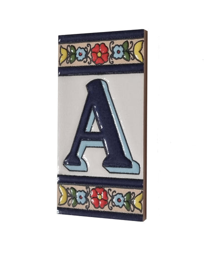 Altea Spanish Hand-painted Ceramic 11 x 5.5 cm or 2.165 x 4.331 inch House Number Tiles