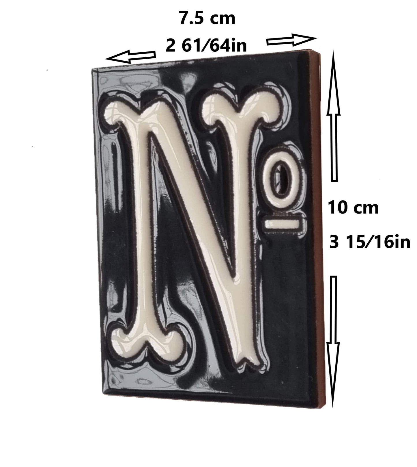 Hand-painted Costa Black Ceramic House Number Tiles 10 x 7.5cm