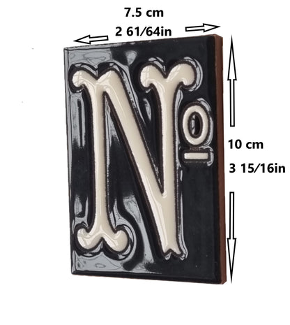 Hand-painted Costa Black Ceramic House Number Tiles 10 x 7.5cm