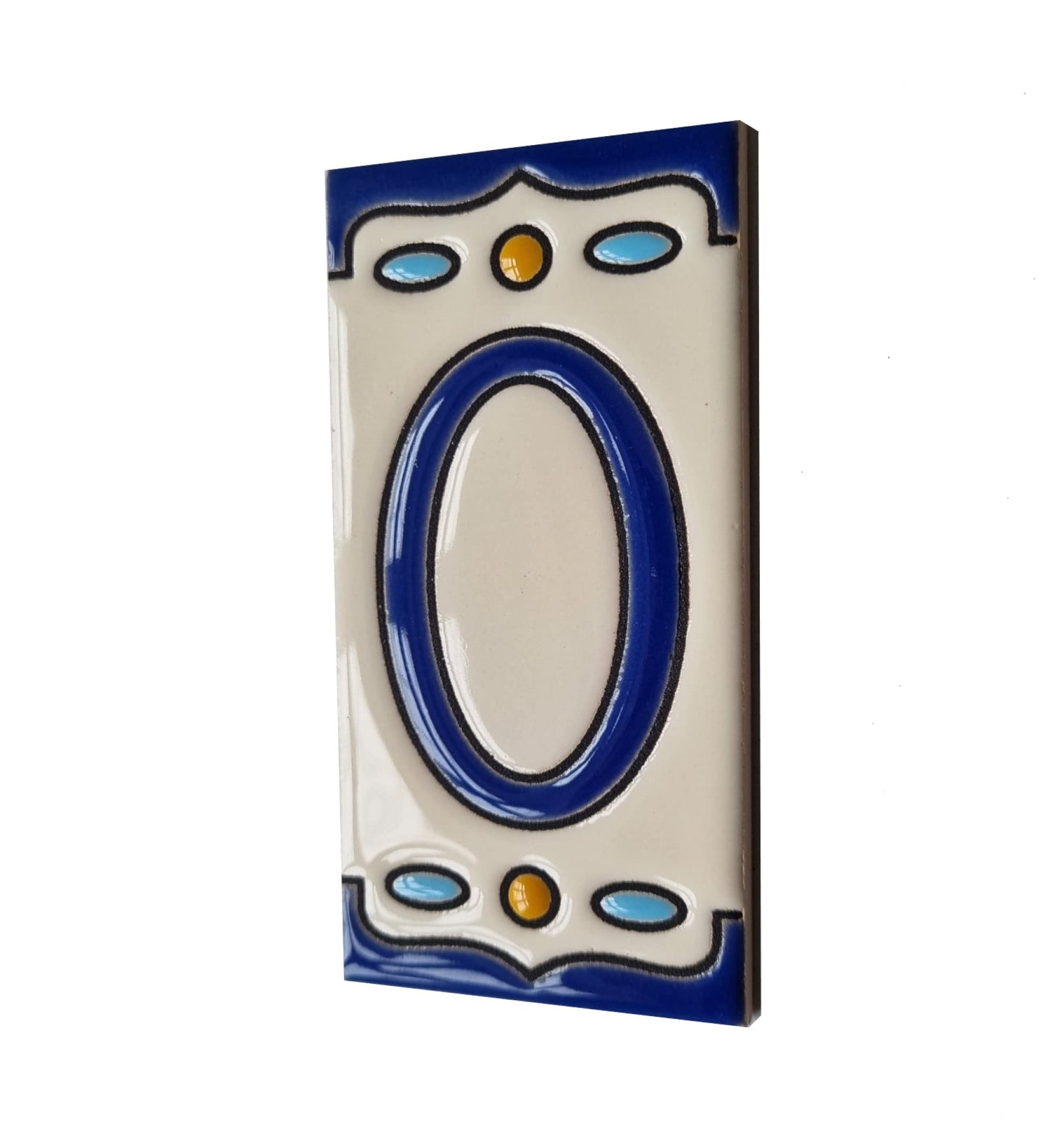 Nazari M-5 Spanish Hand-painted Ceramic House Number Tiles 11 x 5.5 cm