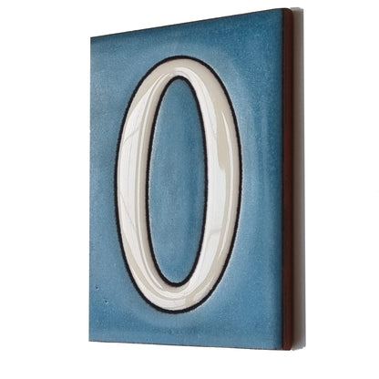 Hand-painted Matte Blue & White Ceramic House Number Tiles 10 x 7.5 cm