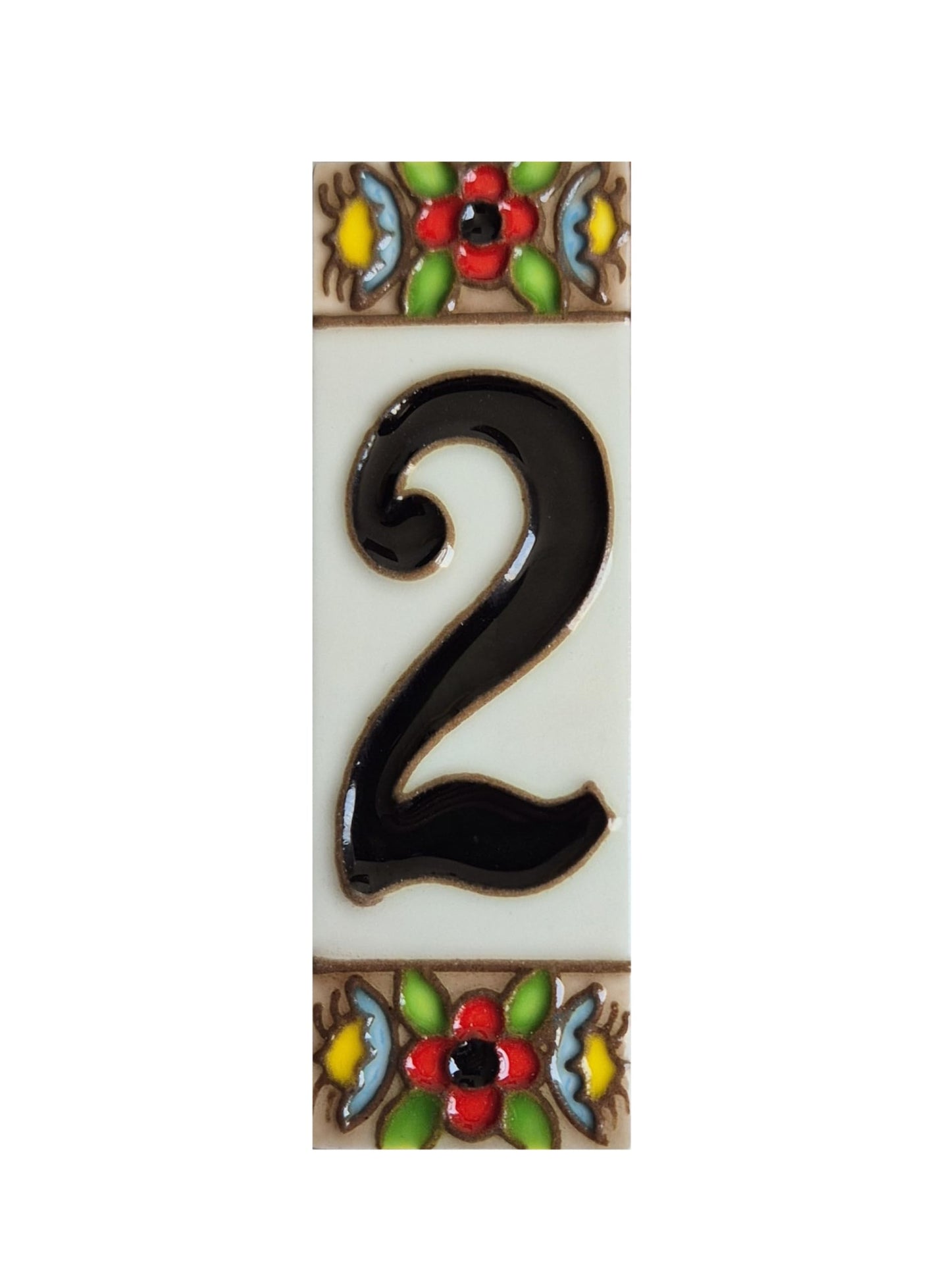 Spanish cherry number tiles with the option of wooden frames 10 x 3.3 cm