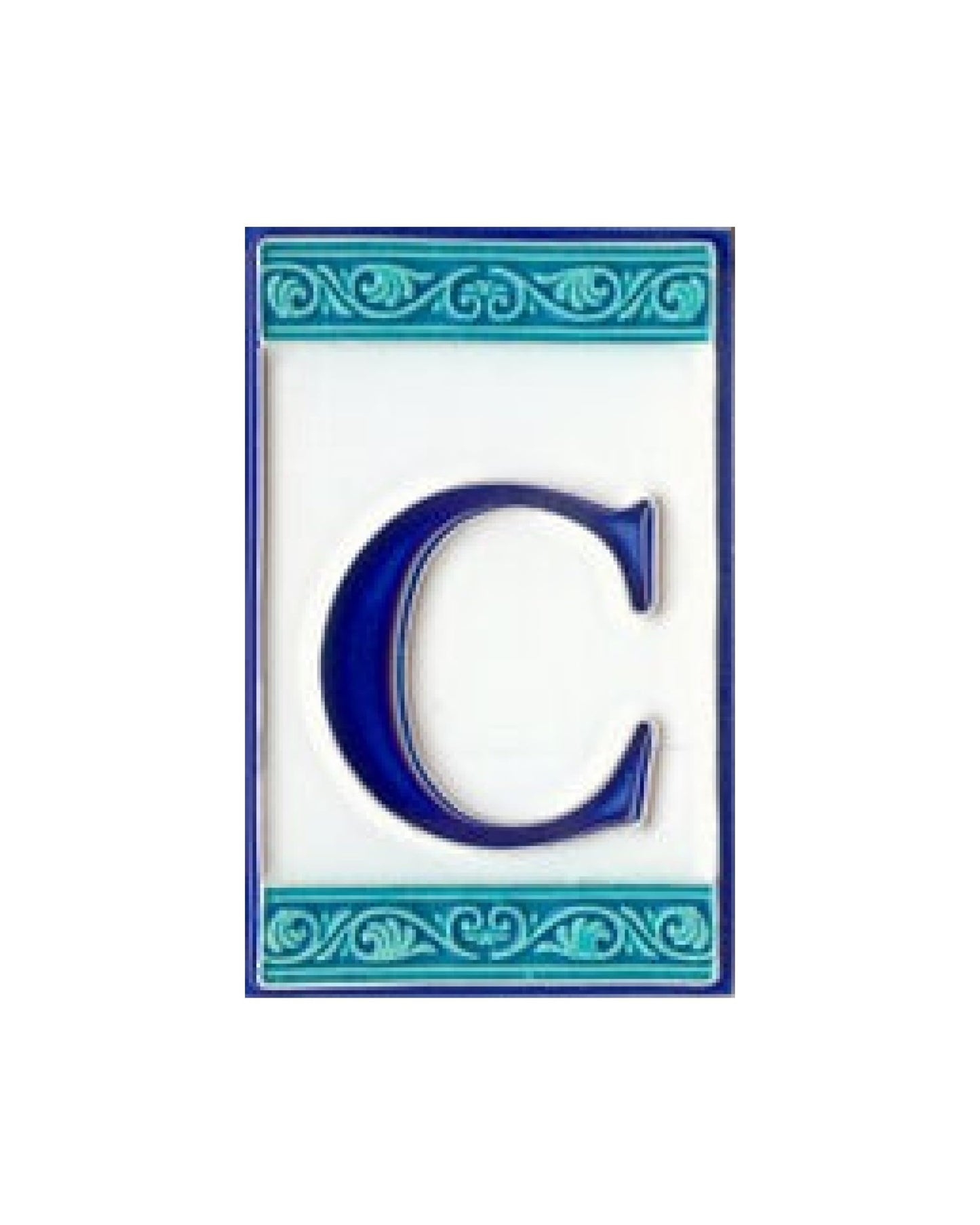 Hand-painted Italian Greek-styled house number tiles 11 x 7cm