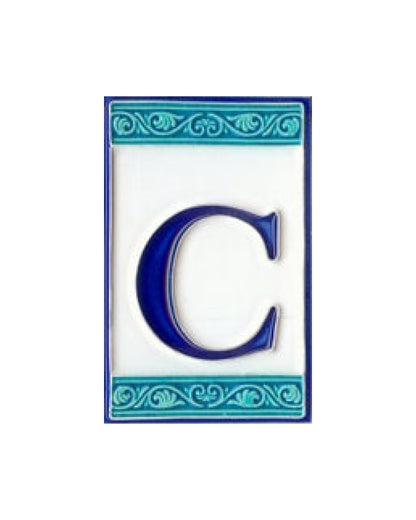Hand-painted Italian Greek-styled house number tiles 11 x 7cm