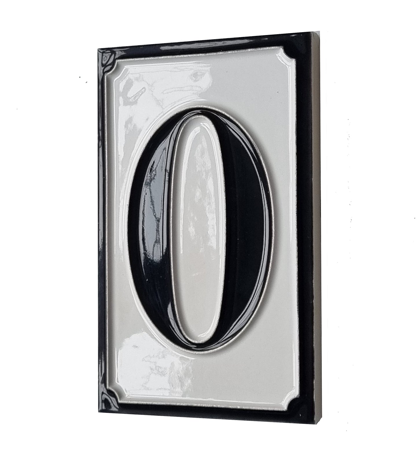 Hand-painted Italian-styled Black and White Ceramic House Number Tiles 11 x 7 cm