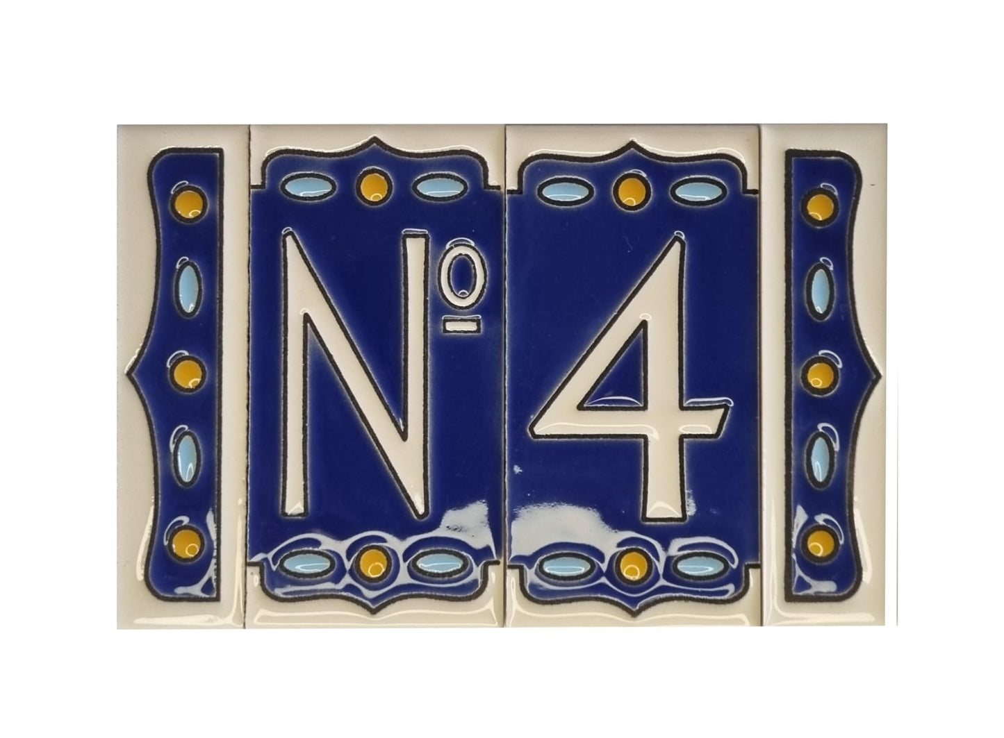 Hand-painted Nazari M-1 Ceramic House Number Tiies 11 x 5.5cm