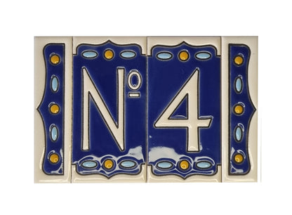Hand-painted Nazari M-1 Ceramic House Number Tiies 11 x 5.5cm