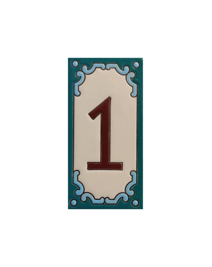 Hand-Painted Ceramic House Number Tiles 11 x 5.5 cm | Jacho M-13