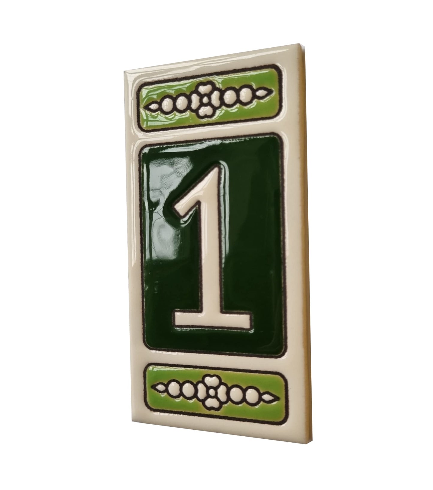 Atalaya Green Hand-Painted Ceramic House Number Tiles 11 x 5.5cm
