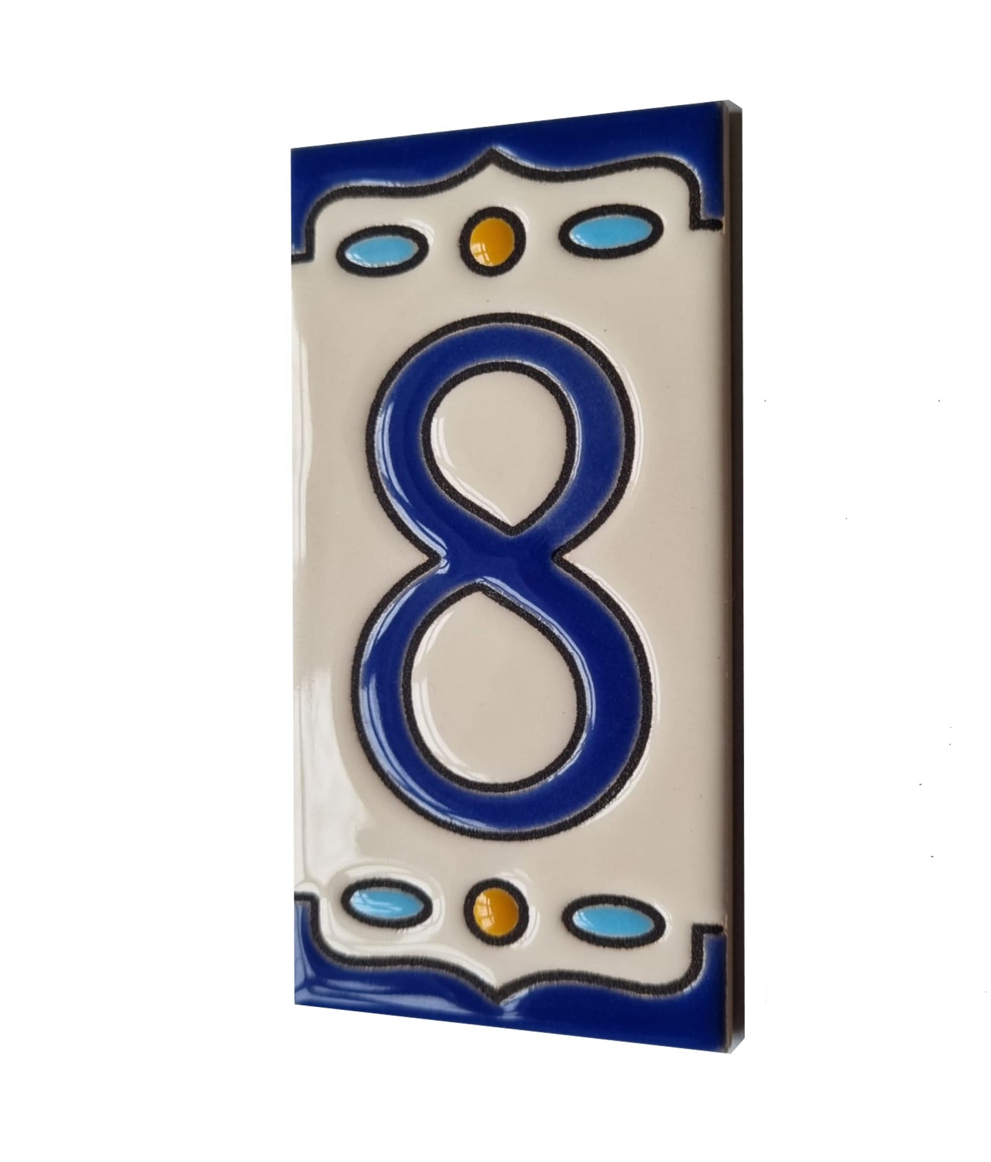Nazari M-5 Spanish Hand-painted Ceramic House Number Tiles 11 x 5.5 cm