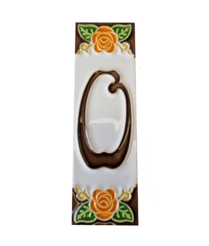 Italian Orange Rose Hand-painted Ceramic House Number Tiles 15 x 4.8cm