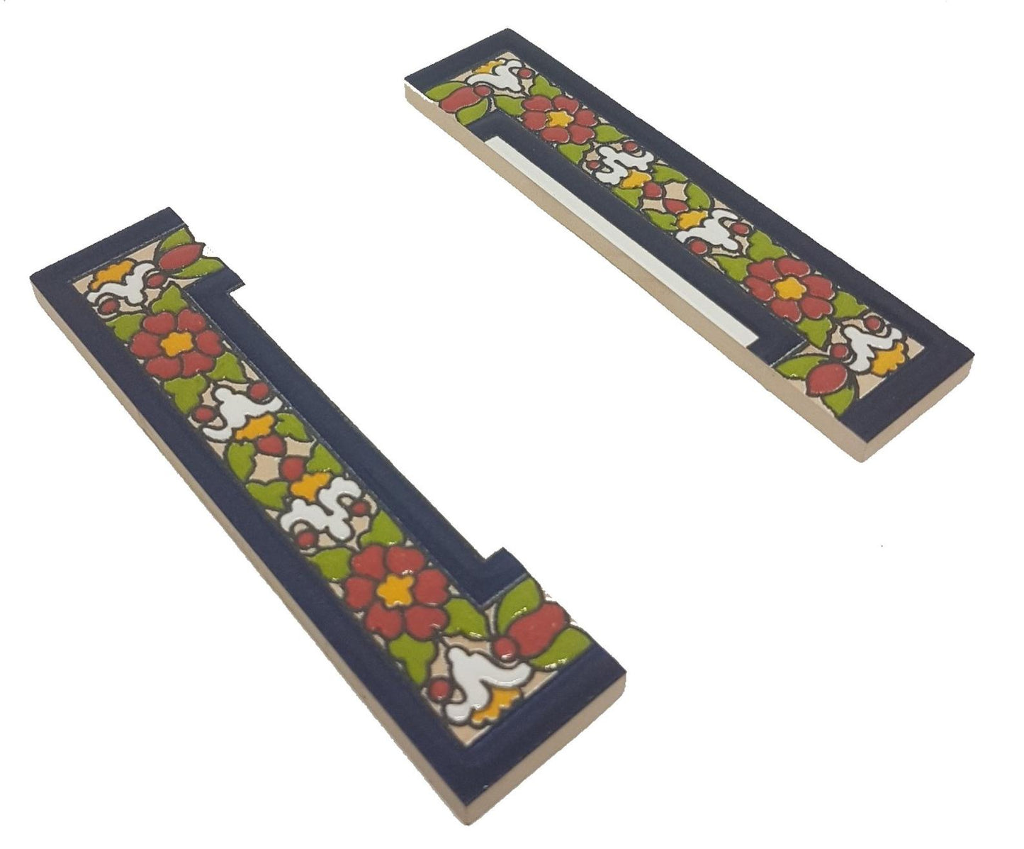 Floral Designed Hand-painted Ceramic Address Number and Letter Tiles 11 x 5.5 cm