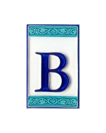 Hand-painted Italian Greek-styled house number tiles 11 x 7cm