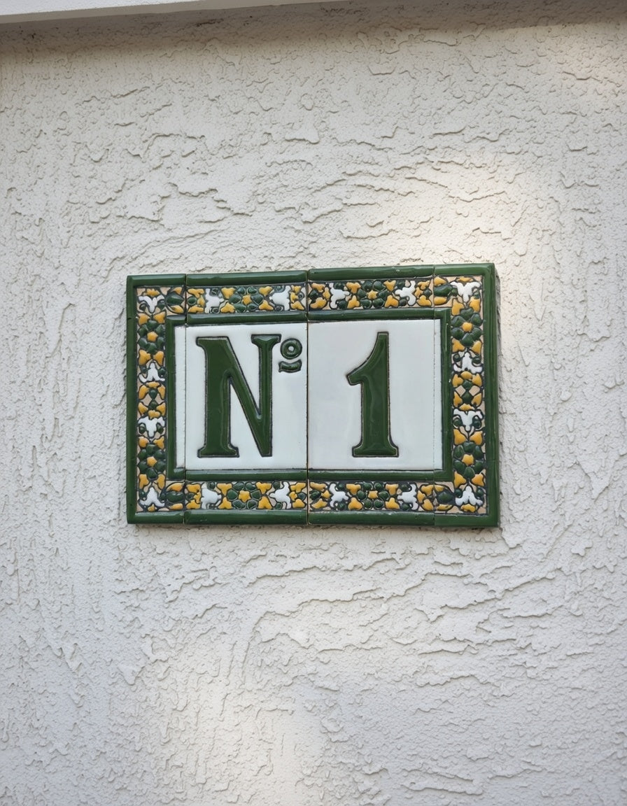 Floral Seville Hand-painted Ceramic Number Tiles 11 x 5.5 cm & Metal Frames