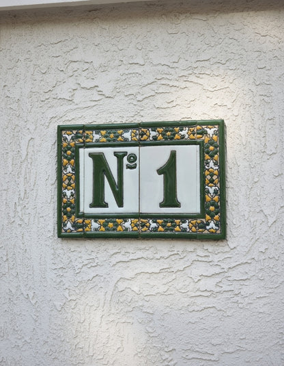 Floral Seville Hand-painted Ceramic Number Tiles 11 x 5.5 cm & Metal Frames