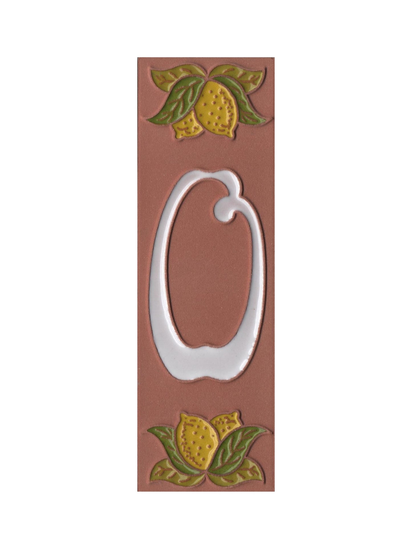 Terracotta Hand-painted Lemon Designed Ceramic House Number Tiles 15 x 4.8 cm