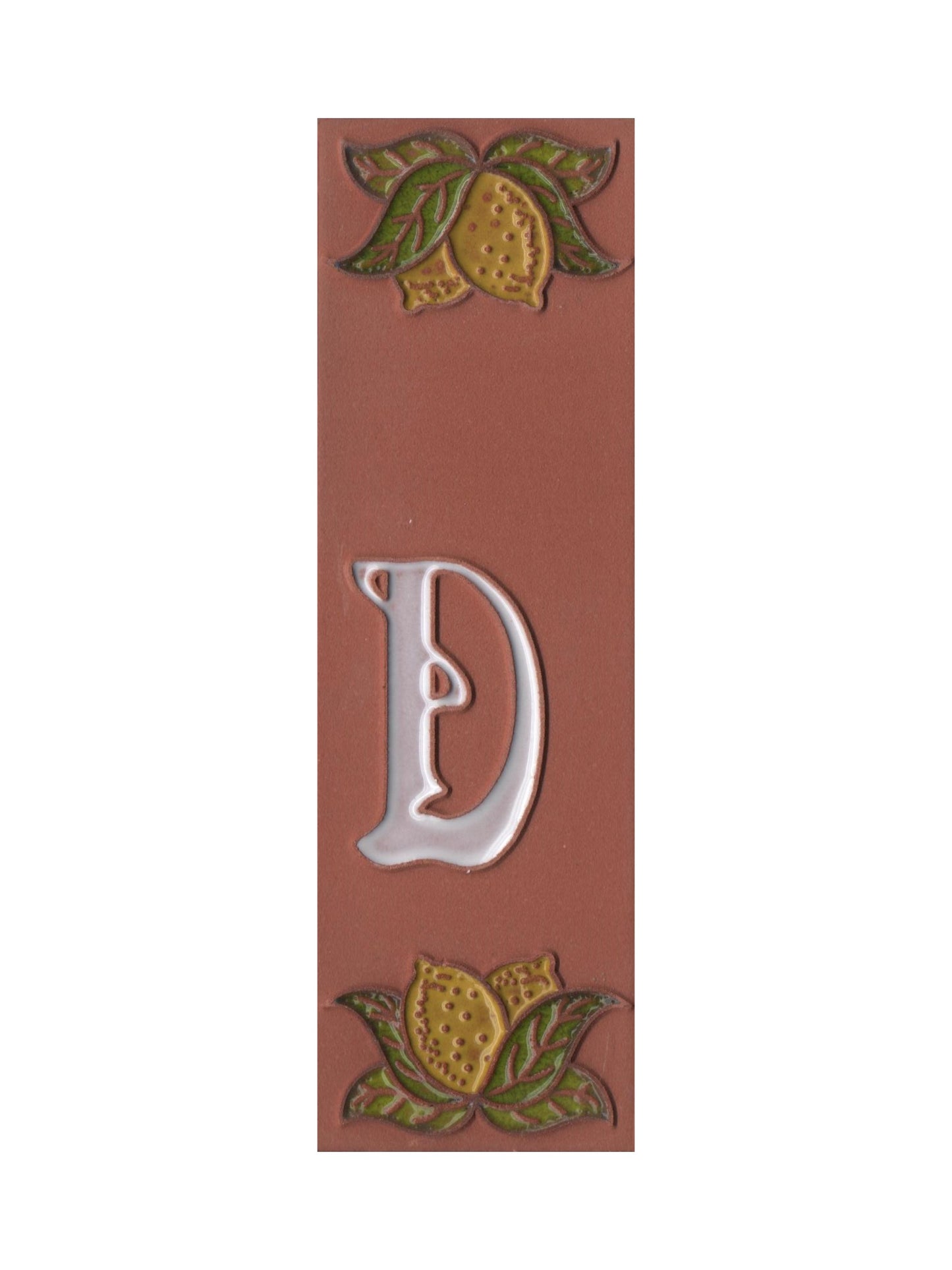 Terracotta Hand-painted Lemon Designed Ceramic House Number Tiles 15 x 4.8 cm