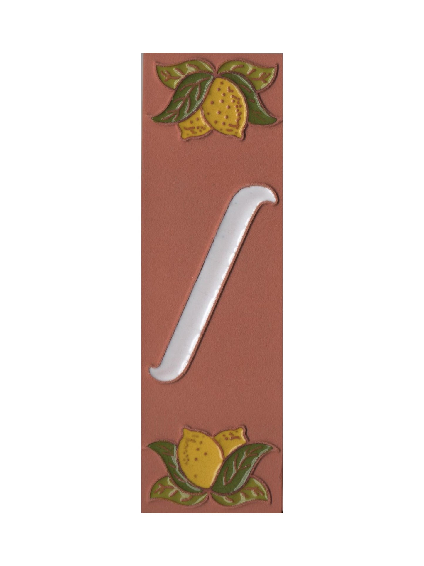 Terracotta Hand-painted Lemon Designed Ceramic House Number Tiles 15 x 4.8 cm
