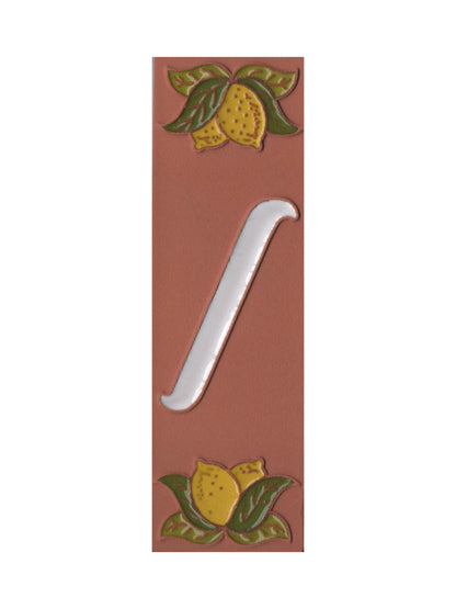 Terracotta Hand-painted Lemon Designed Ceramic House Number Tiles 15 x 4.8 cm