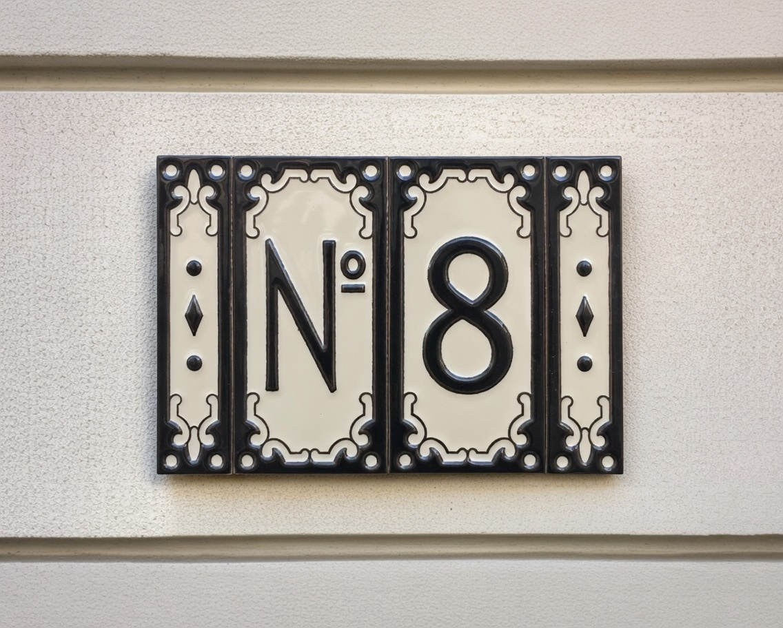 Jacho Black Hand-Painted Ceramic Number Tiles 11 x 5.5 cm