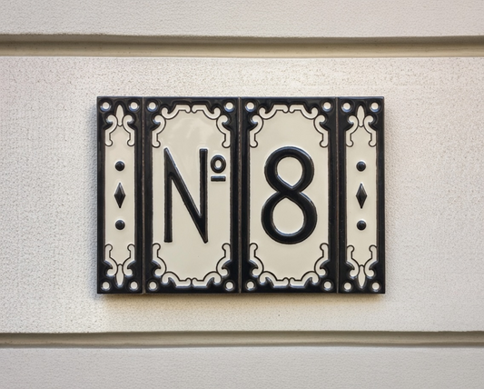 Jacho Black Hand-Painted Ceramic Number Tiles 11 x 5.5 cm