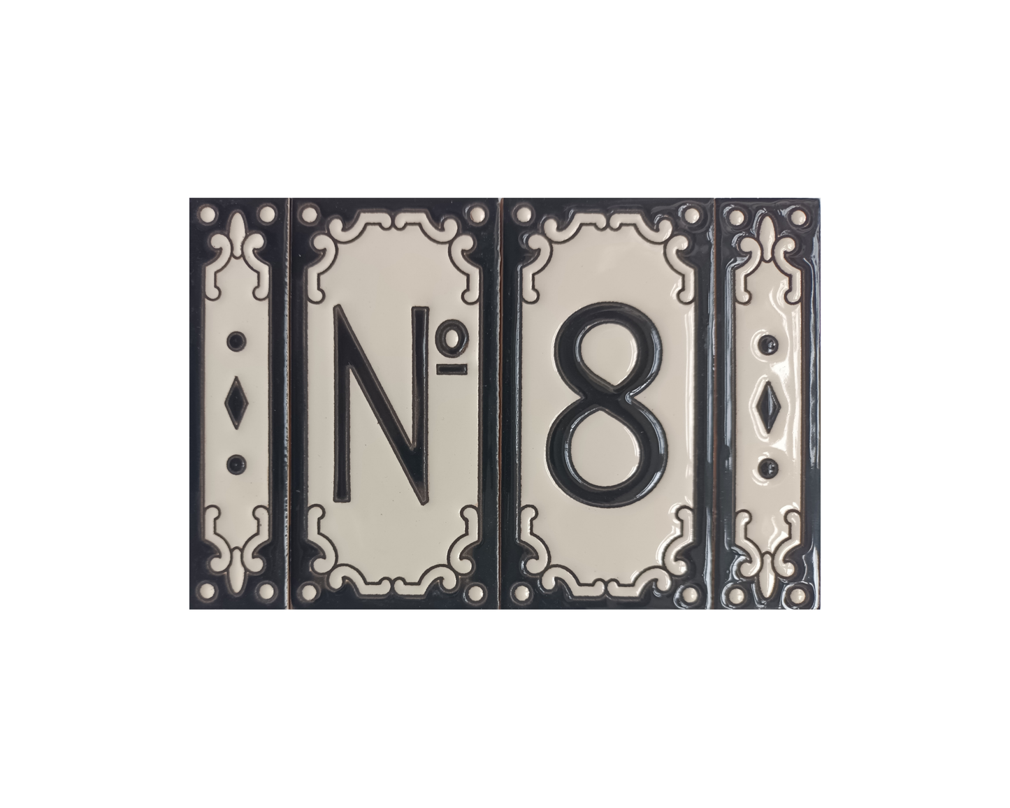 Jacho Black Hand-Painted Ceramic Number Tiles 11 x 5.5 cm