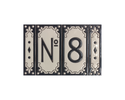 Jacho Black Hand-Painted Ceramic Number Tiles 11 x 5.5 cm