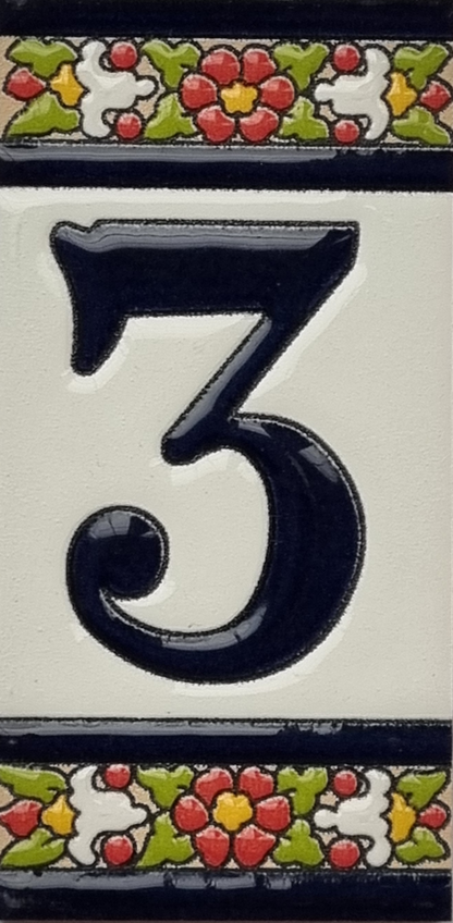 Floral Designed Hand-painted Ceramic Address Number and Letter Tiles 11 x 5.5 cm