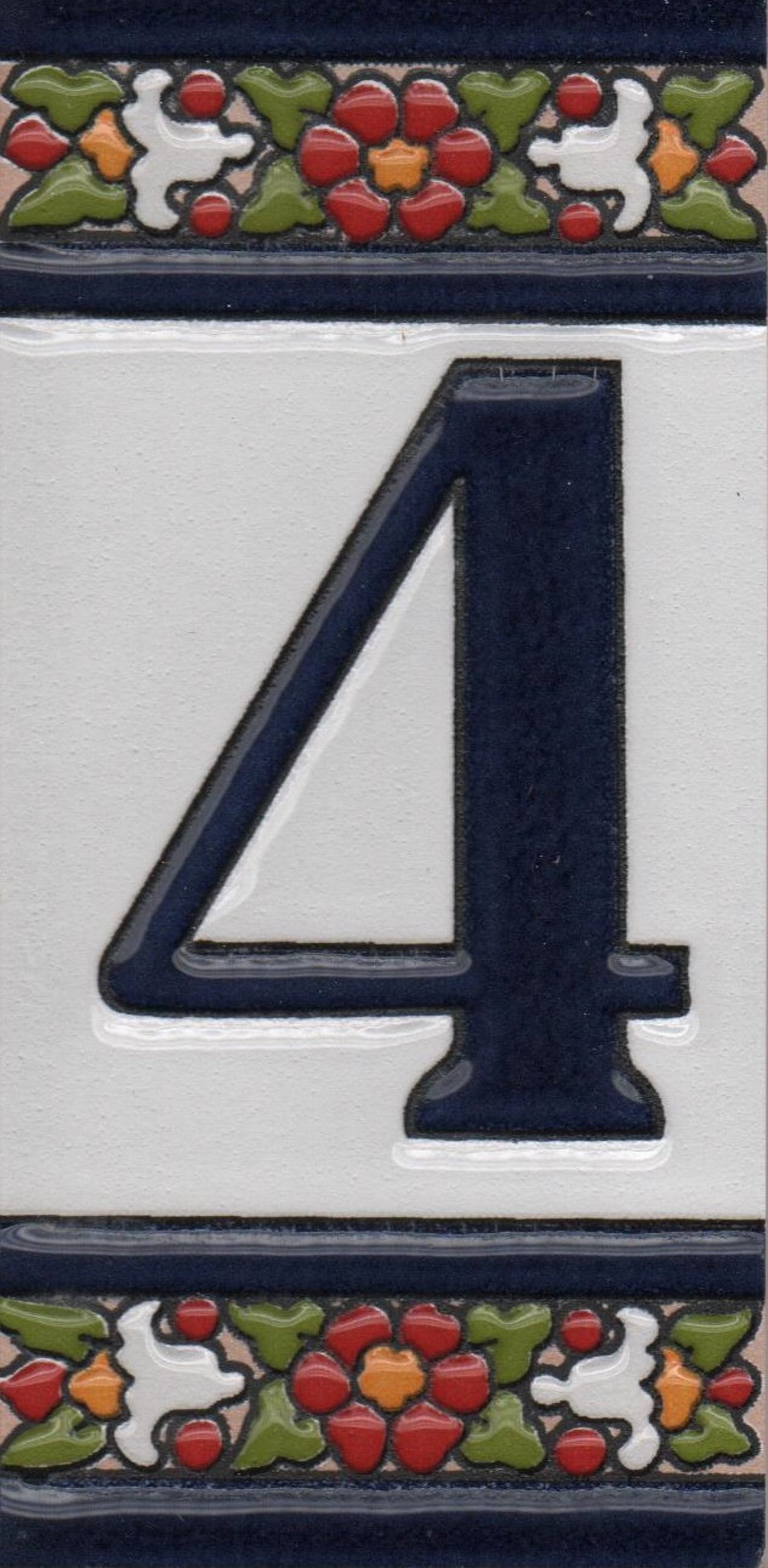 Floral Designed Hand-painted Ceramic Address Number and Letter Tiles 11 x 5.5 cm