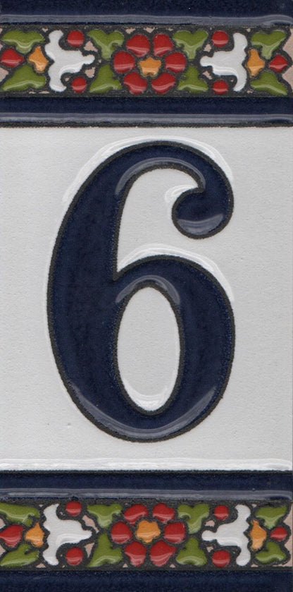 Floral Designed Hand-painted Ceramic Address Number and Letter Tiles 11 x 5.5 cm