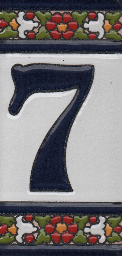 Floral Designed Hand-painted Ceramic Address Number and Letter Tiles 11 x 5.5 cm