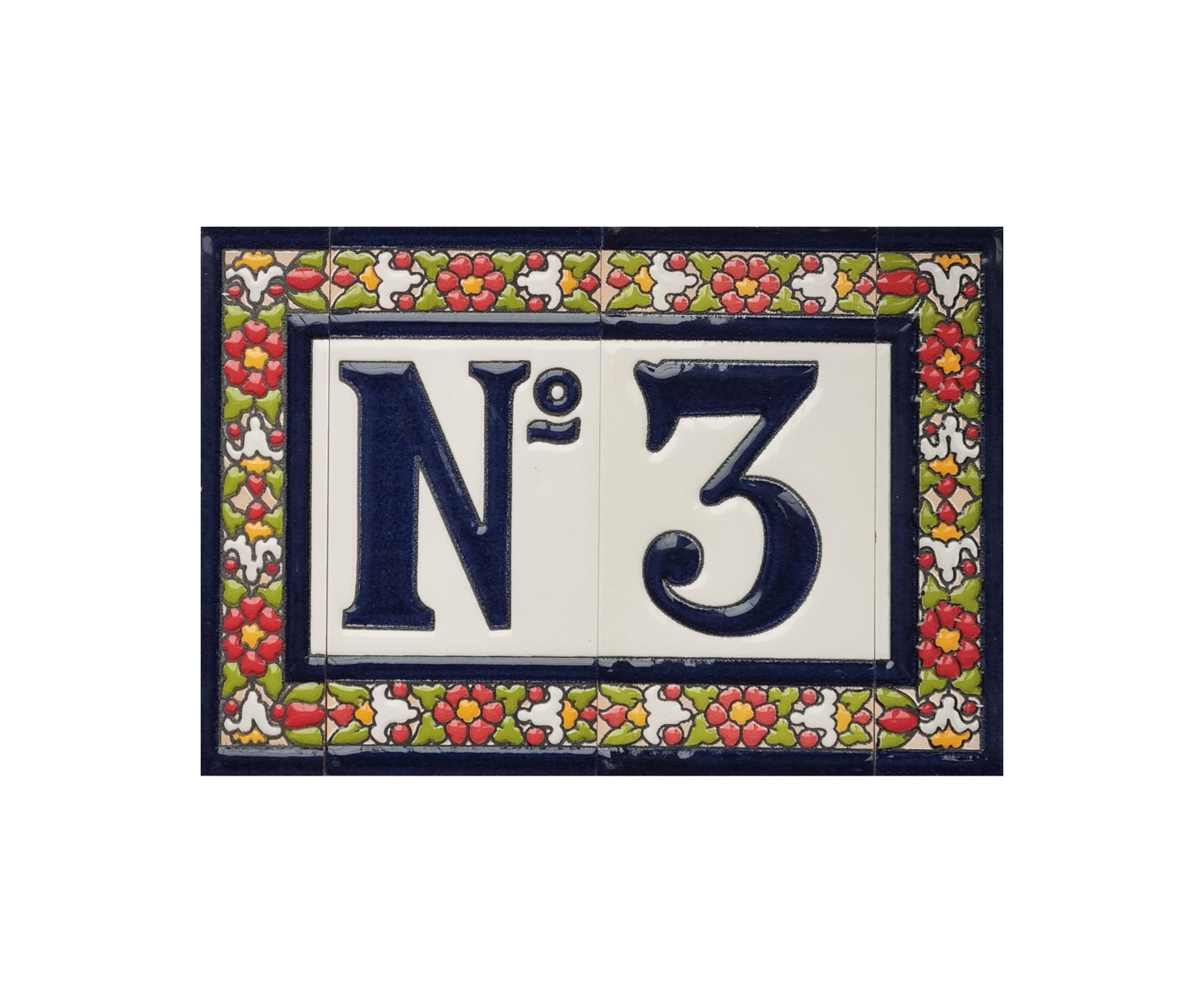 Floral Designed Hand-painted Ceramic Address Number and Letter Tiles 11 x 5.5 cm