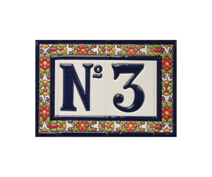 Floral Designed Hand-painted Ceramic Address Number and Letter Tiles 11 x 5.5 cm