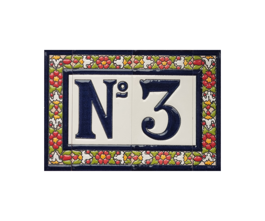 Floral Designed Hand-painted Ceramic Address Number and Letter Tiles 11 x 5.5 cm