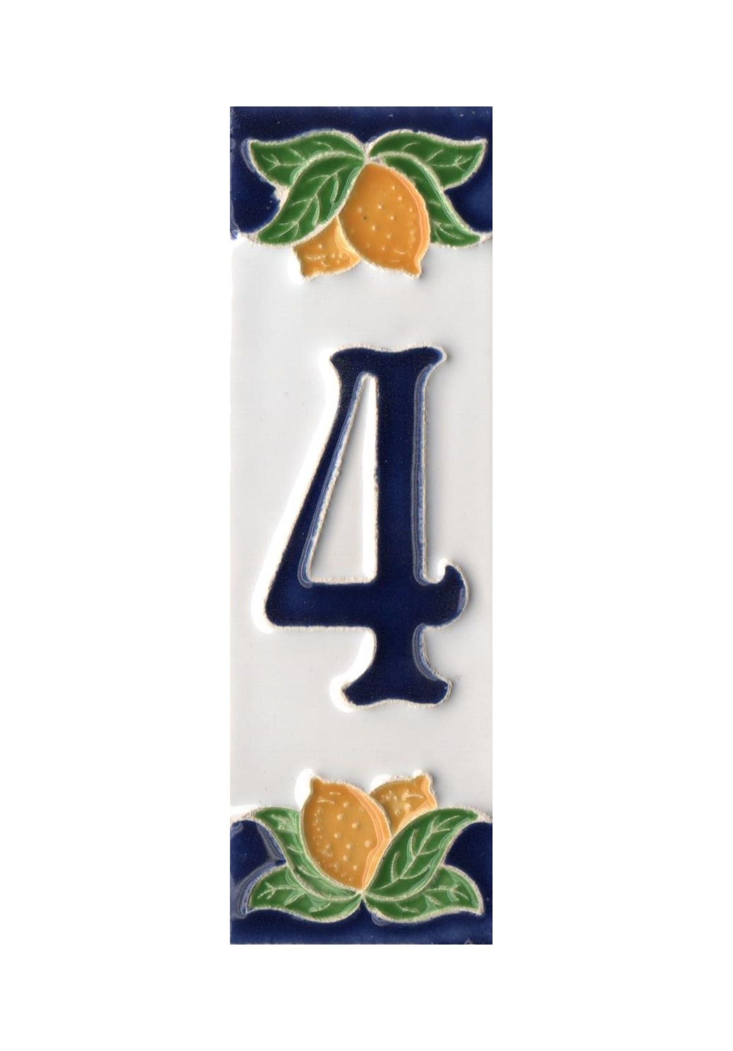 Hand-painted Italian Lemon Ceramic House Number Tiles 15 x 4.8 cm
