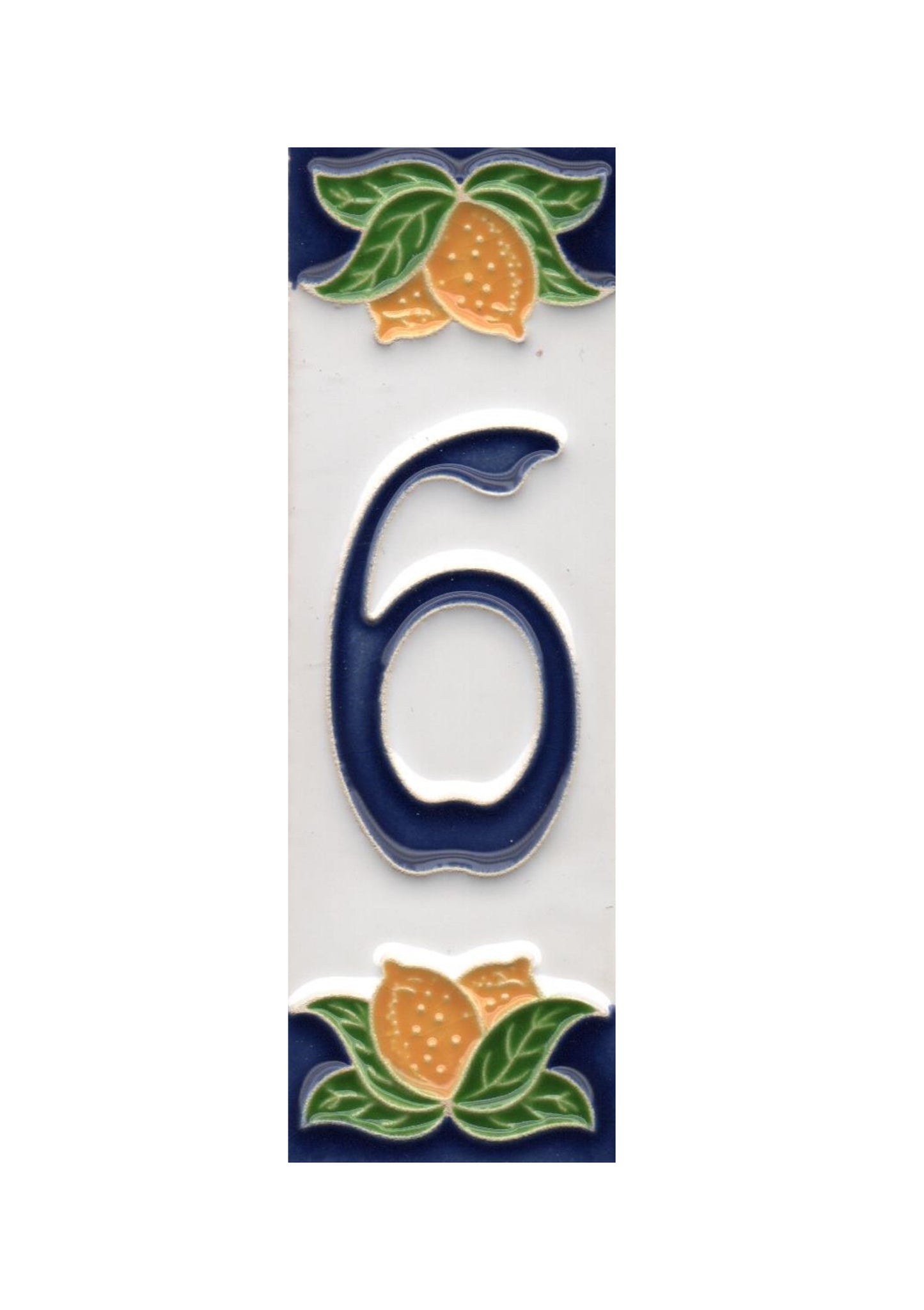Hand-painted Italian Lemon Ceramic House Number Tiles 15 x 4.8 cm
