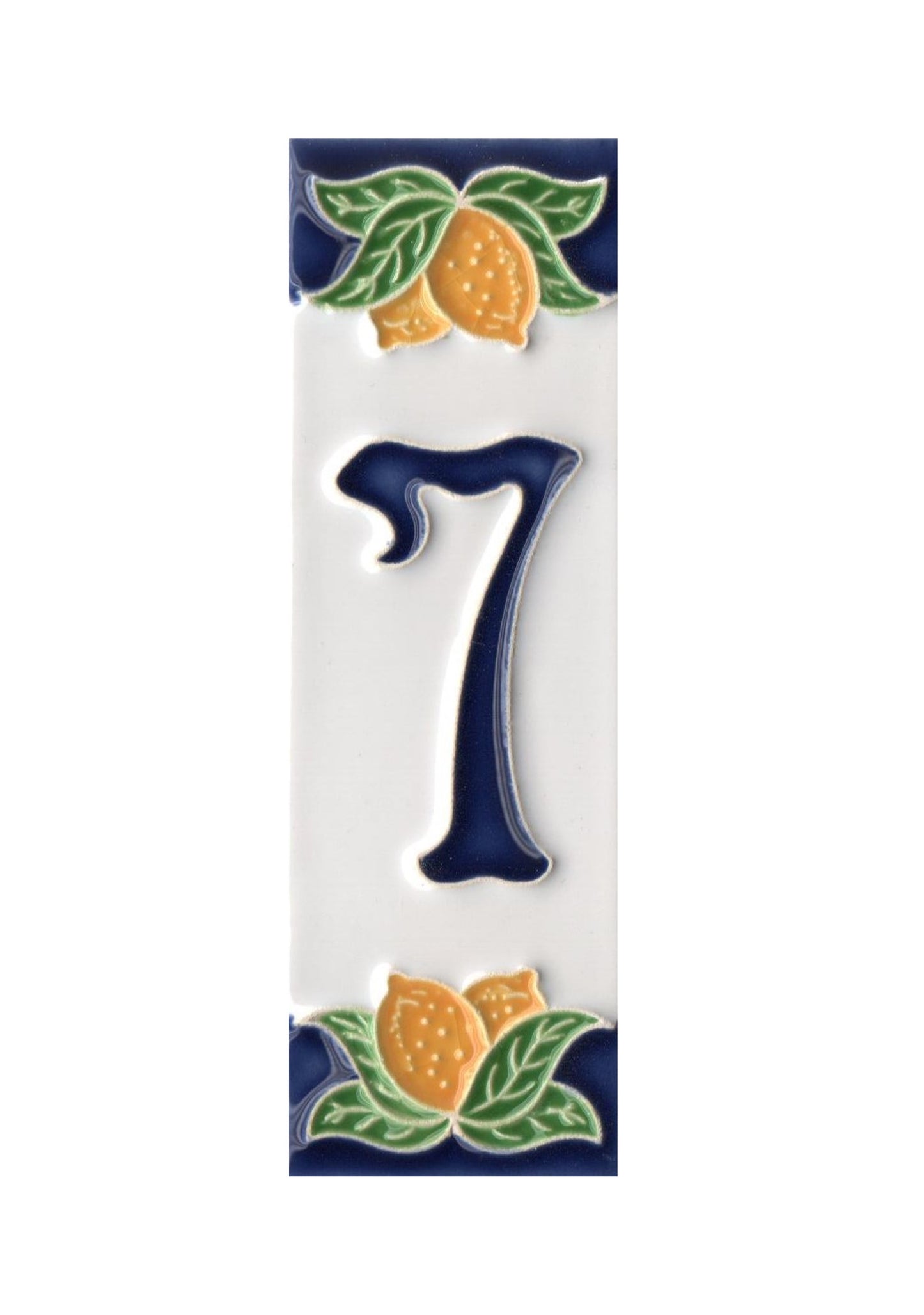 Hand-painted Italian Lemon Ceramic House Number Tiles 15 x 4.8 cm