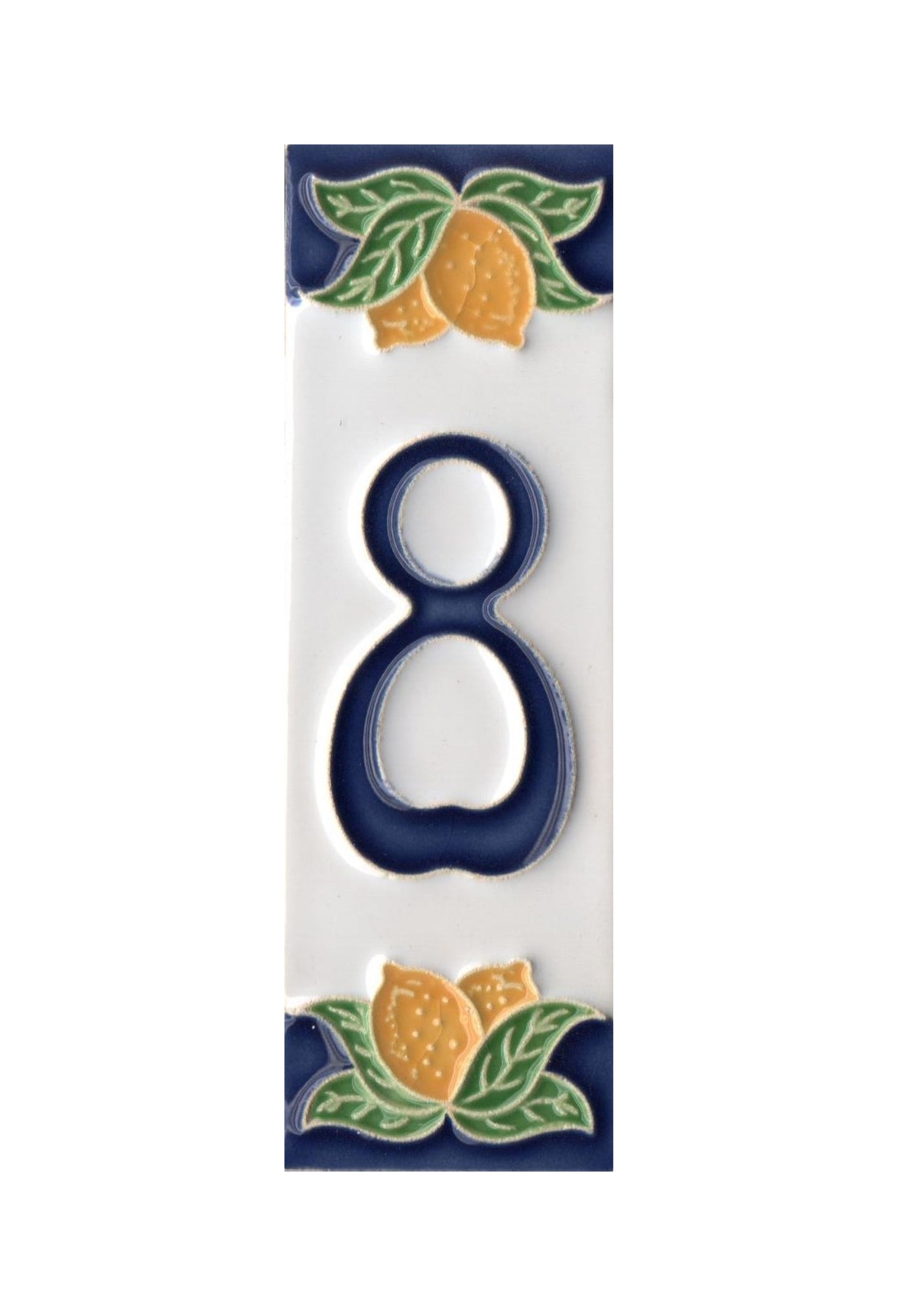 Hand-painted Italian Lemon Ceramic House Number Tiles 15 x 4.8 cm