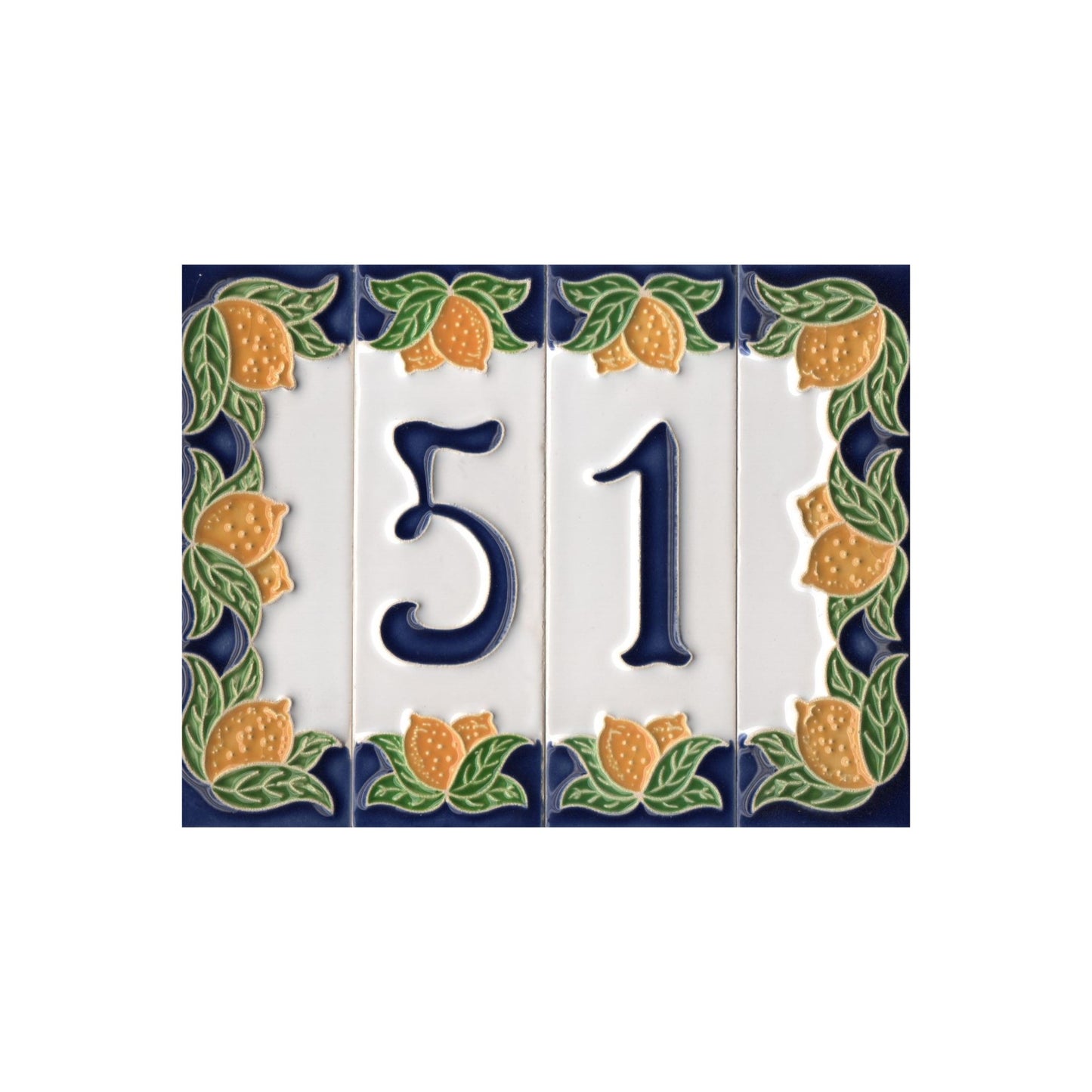 Italian Ceramic Lemon House Numbers & Letters Tiles 10 x 3.3 cm