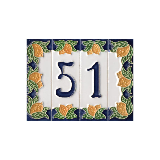 Italian Ceramic Lemon Numbers & Letters Tiles 10 x 3.3 cm