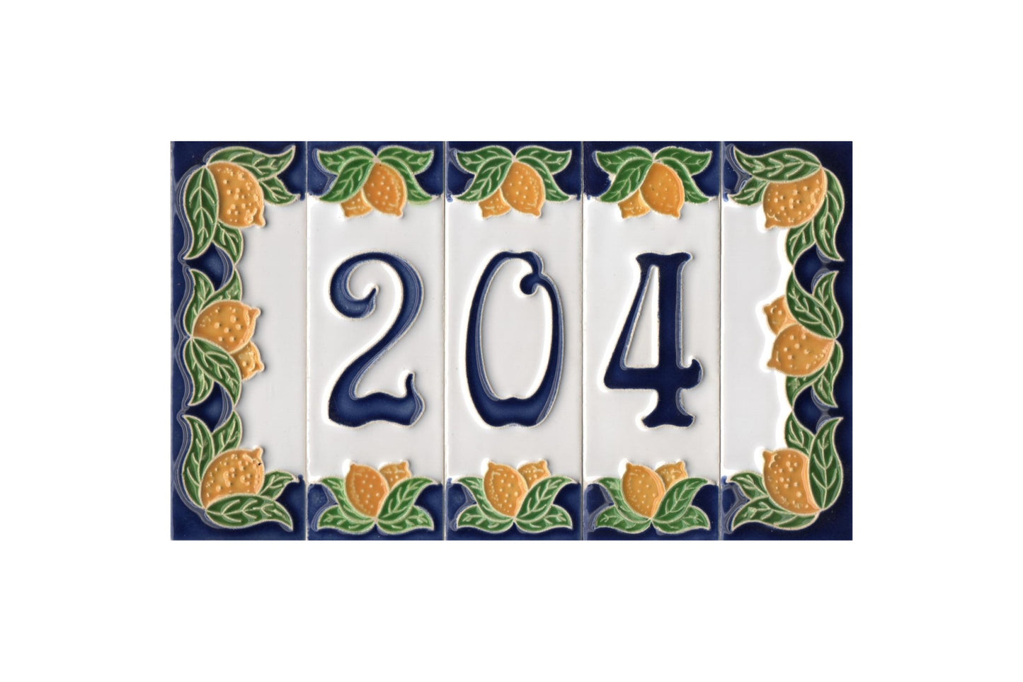 Italian Ceramic Lemon House Numbers & Letters Tiles 10 x 3.3 cm