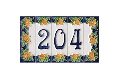 Italian Ceramic Lemon House Numbers & Letters Tiles 10 x 3.3 cm